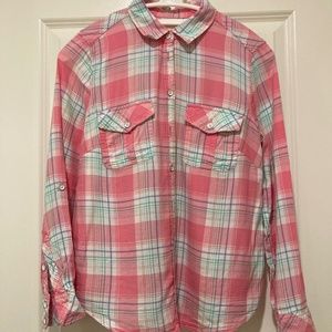 Pink plaid button-up